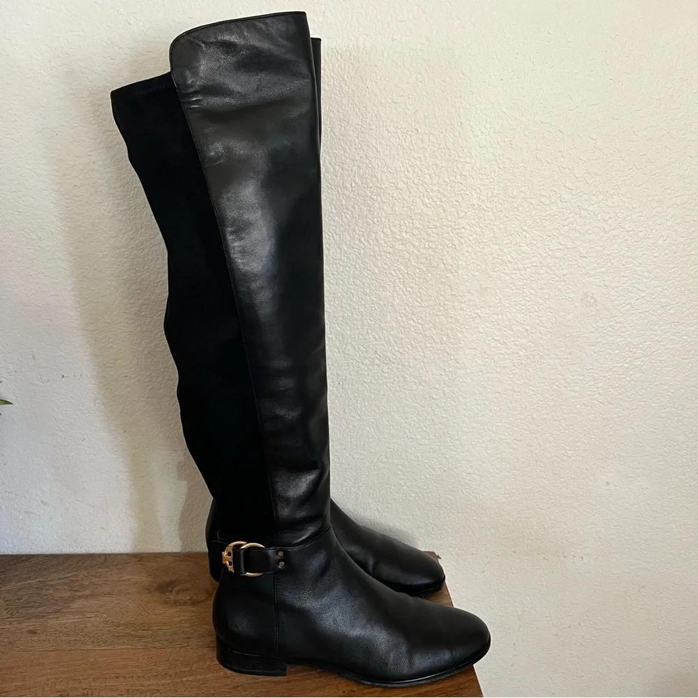 Tory Burch Marsden Over The Knee Black Leather Boots Size 9M
